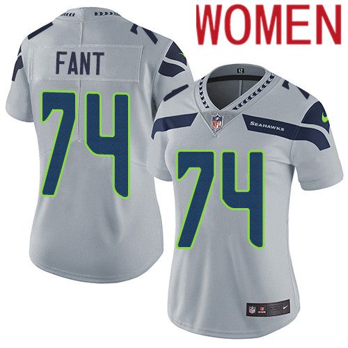 Women Seattle Seahawks #74 George Fant Nike Gray Vapor Limited NFL Jersey->women nfl jersey->Women Jersey